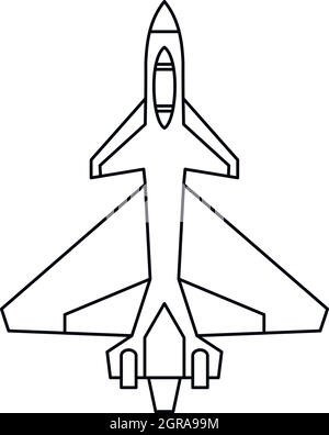 Military Fighter Jet Ikone, umreiß Stil Stock Vektor