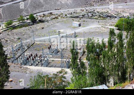 Stromnetz in skardu Pakistan Stockfoto