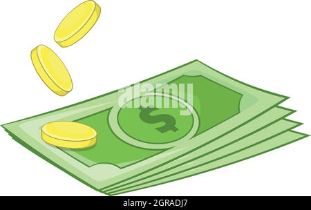 Münzen und Dollar-Symbol, Cartoon-Stil Stock Vektor