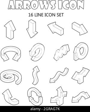 Pfeil-Symbole-Set, Cartoon-Stil Stock Vektor