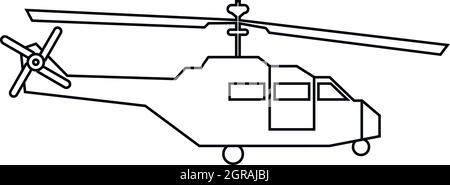 Militärhubschrauber Symbol, Umriss-Stil Stock Vektor