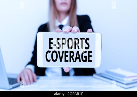 Inspiration zeigt Schild E Sports Abdeckung. Geschäftsidee Berichterstattung live auf neuesten Sportwettbewerb Broadcasting Instructor Lehre anders Stockfoto