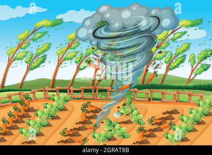 Tornado in Farmszene Stock Vektor