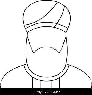 1001 Mann in einem turban Symbol, outline Style Stock Vektor