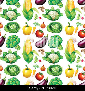 Nahtloser Hintergrund mit vielen Gemüse Stock Vektor