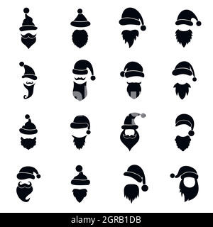 Santa Hüte, Schnurrbart und Bärte Icons set Stock Vektor