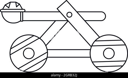 Holz- katapult Symbol, outline Style Stock Vektor