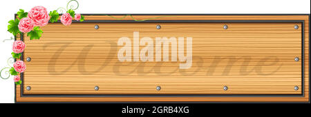 Ein Schild mit rosa Blumenbordüre Stock Vektor