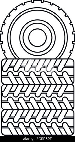 Stapel der Reifen das Symbol, outline Style Stock Vektor