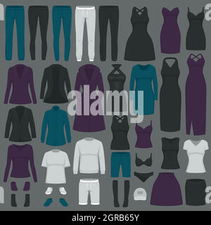 Damen Mode Kleidung Stock Vektor
