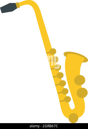 Saxophon-Symbol, flachen Stil Stock Vektor