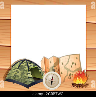 Border Design mit Camping-Ausrüstung Stock Vektor