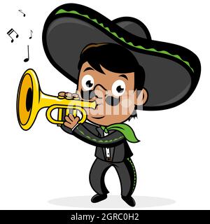 Mexikanische Mariachi Mann Trompete zu spielen. Stockfoto