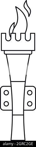 Taschenlampe mit Flammensymbol, outline Style Stock Vektor