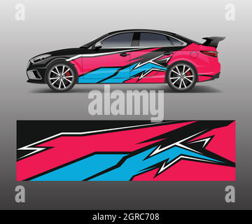 Car Wrap Design für Sportwagen. Car Wrap Design für Branding, Dienstleistungen, Unternehmen. Stock Vektor