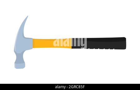 Bunte Cartoon Klaue Hammer isoliert auf weißem Hintergrund. Handyman-Werkzeug für Hausreparatur. Konstruktionsvektor Stock Vektor