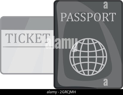 Pass und Ticket-Symbol, schwarz Stil Monochrom Stock Vektor