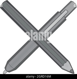 Bleistift und Feder Symbol, schwarz Stil Monochrom Stock Vektor