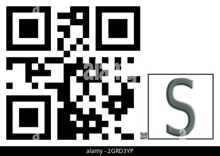 Monogramm des Großbuchstaben S , QR-Code Stockfoto