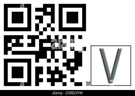 Monogramm des Großbuchstaben V , QR-Code Stockfoto