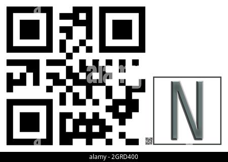 Monogramm des Großbuchstaben N , QR-Code Stockfoto