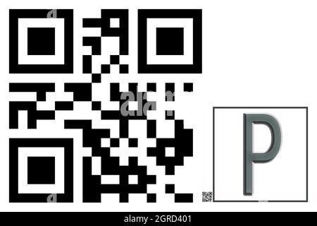 Monogramm des Großbuchstaben P , QR-Code Stockfoto