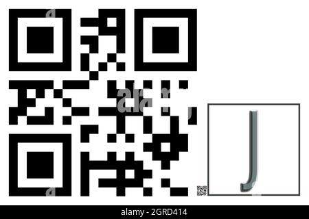 Monogramm des Großbuchstaben J , QR-Code Stockfoto