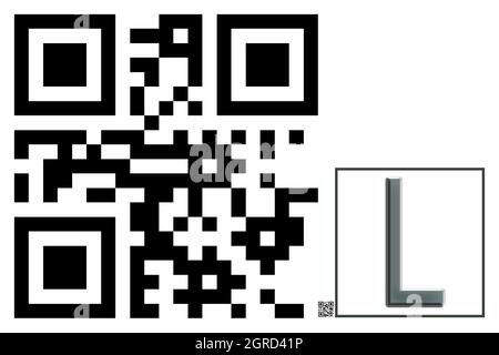 Monogramm des Großbuchstaben L , QR-Code Stockfoto