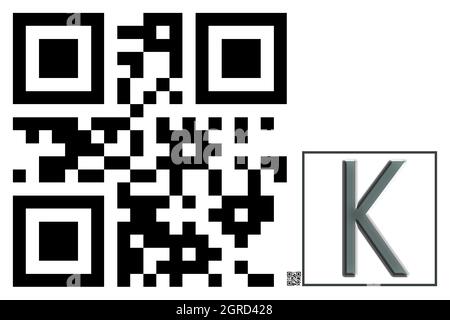 Monogramm des Großbuchstaben K , QR-Code Stockfoto