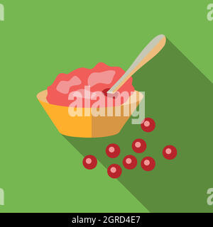 Cranberry-Sauce-Symbol, flachen Stil Stock Vektor