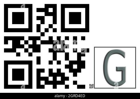 Monogramm des Großbuchstaben G , QR-Code Stockfoto