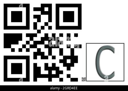 Monogramm des Großbuchstaben C , QR-Code Stockfoto