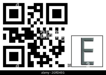 Monogramm des Großbuchstaben E , QR-Code Stockfoto