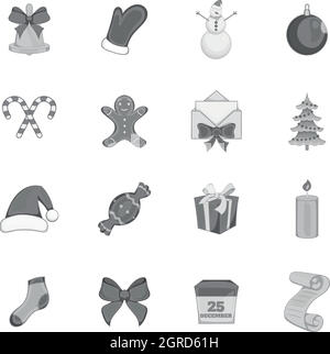 Weihnachts-Icons in monochromen Blackstyle gesetzt. Stock Vektor