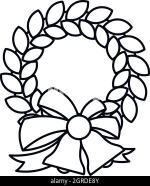 Adventskranz mit Glockensymbol, Umriss-Stil Stock Vektor