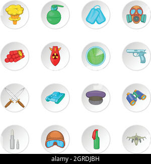 Krieg Icons Set, Cartoon-Stil Stock Vektor