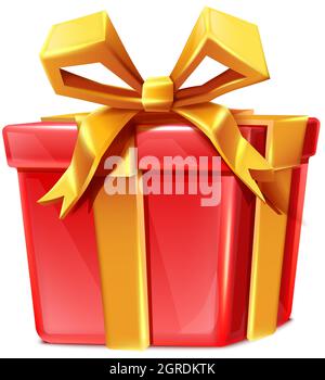 Vektor Cartoon Stil rote Geschenkbox. Isoliert auf weißem Hintergrund. Stock Vektor