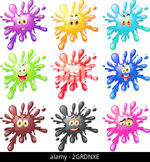 Gesichtsausdrücke bei Wasserspritzern Stock Vektor