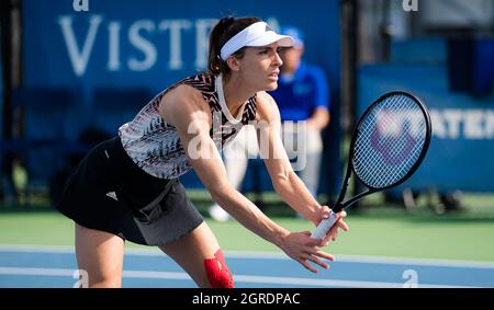 Chicago, USA. September 2021. Andrea Petkovic aus Deutschland spielt Doppel mit Partner Kveta Peschke beim 2021 Chicago Fall Tennis Classic WTA 500 Tennisturnier am 30. September 2021 in Chicago, USA - Foto: Rob Prange/DPPI/LiveMedia Kredit: Unabhängige Fotoagentur/Alamy Live News Stockfoto