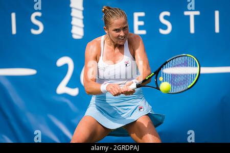 Chicago, USA. September 2021. Shelby Rogers aus den Vereinigten Staaten in Aktion während der dritten Runde des Chicago Fall Tennis Classic WTA 500 Tennisturniers 2021 gegen Mai Hontama aus Japan am 30. September 2021 in Chicago, USA - Foto: Rob Prange/DPPI/LiveMedia Kredit: Independent Photo Agency/Alamy Live News Stockfoto