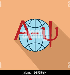 Welt-Übersetzung-Symbol, flachen Stil Stock Vektor