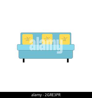 Flat Cartoon Sofa, Wohnzimmer Innenelemente für zu Hause Leben Komfort Vektor Illustration Konzept Stock Vektor