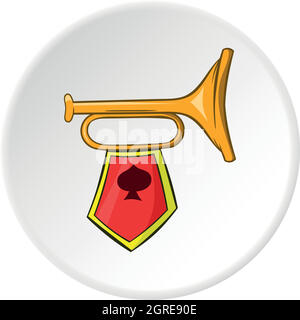 Trompete mit Flaggensymbol, Cartoon-Stil Stock Vektor