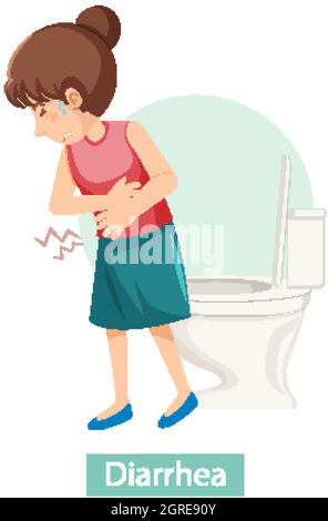 Cartoon-Figur mit Durchfall-Symptome Stock Vektor