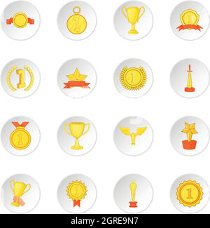 Trophy Award Icons Set, Cartoon-Stil Stock Vektor