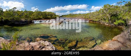 Fruit bat Falls am Eliot Creek, ein beliebter Touristenstopp und ein Schwimmloch auf der Cape York Peninsula Stockfoto