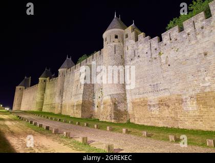 Alte befestigte Stadt Carcassonne, Languedoc-Roussillon, Frankreich Stockfoto