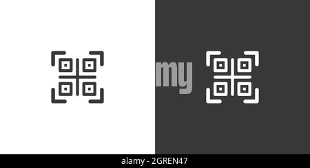 QR-Code. Web- und Shopping-Zahlungstechnologie. Isoliertes Symbol auf schwarzem und weißem Hintergrund. Commerce Glyphe Vektor Illustration Stock Vektor