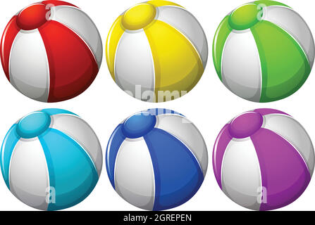 Sechs bunte Kugeln Stock Vektor