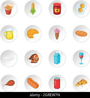 Essen Icons Set, Cartoon-Stil Stock Vektor